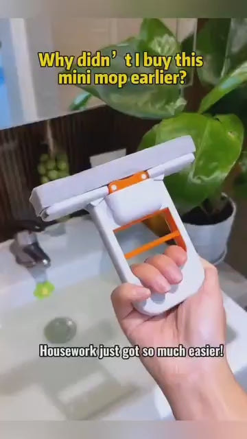 Foldable Desktop Mini Sponge Mop | Portable Wet & Dry Cleaning | Self‑Squeezing Mop for Kitchen, Bathroom, Car & Glass
